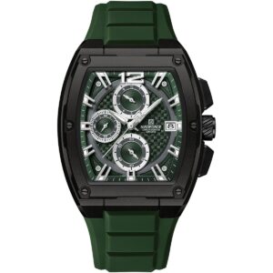 nf8050 b gn gn naviforce watch chronograph wr 3atm men green dial rubber strap quartz battery square analog for dream