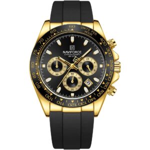 nf8054 g b b naviforce watch chronograph wr 3atm men black dial rubber strap quartz battery analog for dream