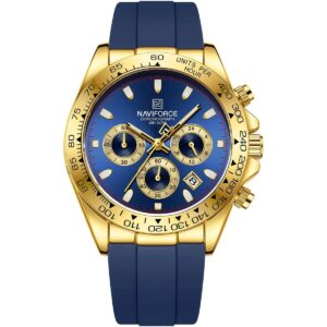nf8054 g be be naviforce watch chronograph wr 3atm men blue dial rubber strap quartz battery analog for dream