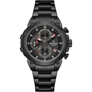 nf8071 b b b naviforce watch chronograph wr 3atm men black dial metal stainless steel strap quartz battery analog for dream