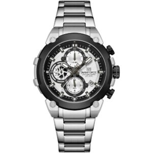 nf8071 s w s naviforce watch chronograph wr 3atm men white dial metal stainless steel silver strap quartz battery analog for dream