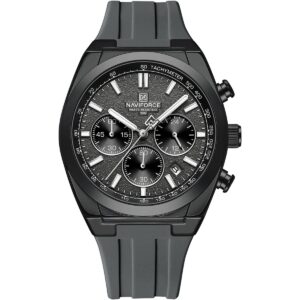 nf8080 b gy gy naviforce watch water resistant 30m men gray dial rubber grey strap quartz battery analog chronograph for dream