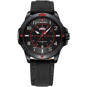 nf9204n b b b naviforce watch water resistant 30m men black dial fibers strap quartz battery analog three hand for dream
