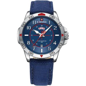 nf9204n s be be naviforce watch water resistant 30m men blue dial fibers strap quartz battery analog three hand for dream