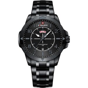 nf9204s b gy b naviforce watch water resistant 30m men black dial stainless steel metal strap quartz battery analog three hand for dream