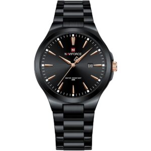 nf9214 b b naviforce watch water resistant 30m men black dial stainless steel metal strap quartz battery analog three hand for dream