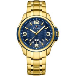 nf9215s g be be naviforce watch men blue dial stainless steel metal gold strap quartz battery analog three hand for dream