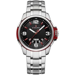 nf9215s s r b naviforce watch men black dial stainless steel metal silver strap quartz battery analog three hand for dream