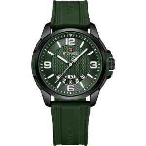 nf9215t b gn gn naviforce watch men green dial rubber strap quartz battery analog three hand for dream