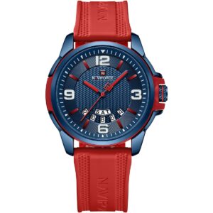 nf9215t be be r naviforce watch men blue dial rubber red strap quartz battery analog three hand for dream