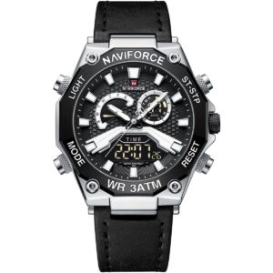 nf9220 s b b naviforce watch water resistant 30m men black dial leather strap quartz battery digital analog chronograph for dream