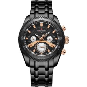nf9222 b b naviforce watch water resistant 30m men black dial stainless steel metal strap quartz battery analog for dream
