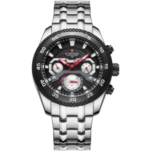 nf9222 s b naviforce watch water resistant 30m men black dial stainless steel metal silver strap quartz battery analog for dream