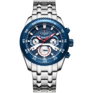nf9222 s be naviforce watch water resistant 30m men blue dial stainless steel metal silver strap quartz battery analog for dream