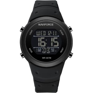 nf9246 b b b naviforce watch wr3atm men black dial rubber strap quartz battery digital for dream