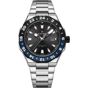 nf9249 s b be naviforce watch water resistant 30m men black dial metal stainless steel silver strap quartz battery analog three hand for dream