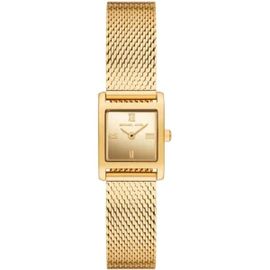 mk4959 michael kors watch women square gold dial stainless steel metal golden strap quartz battery analog two hand georgie