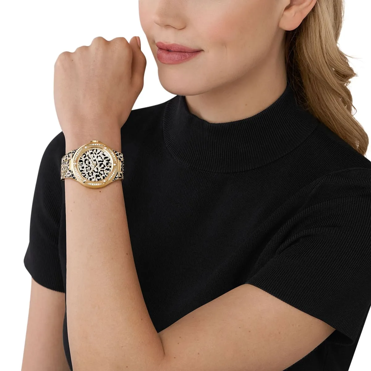 mk7284 michael kors watch women crystals multicolored dial metal stainless steel multi colored strap quartz battery analog three hand lennox 10