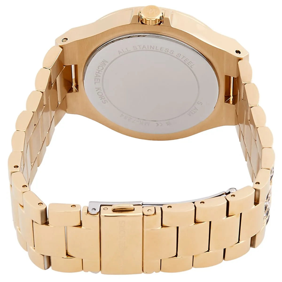 mk7284 michael kors watch women crystals multicolored dial metal stainless steel multi colored strap quartz battery analog three hand lennox 6