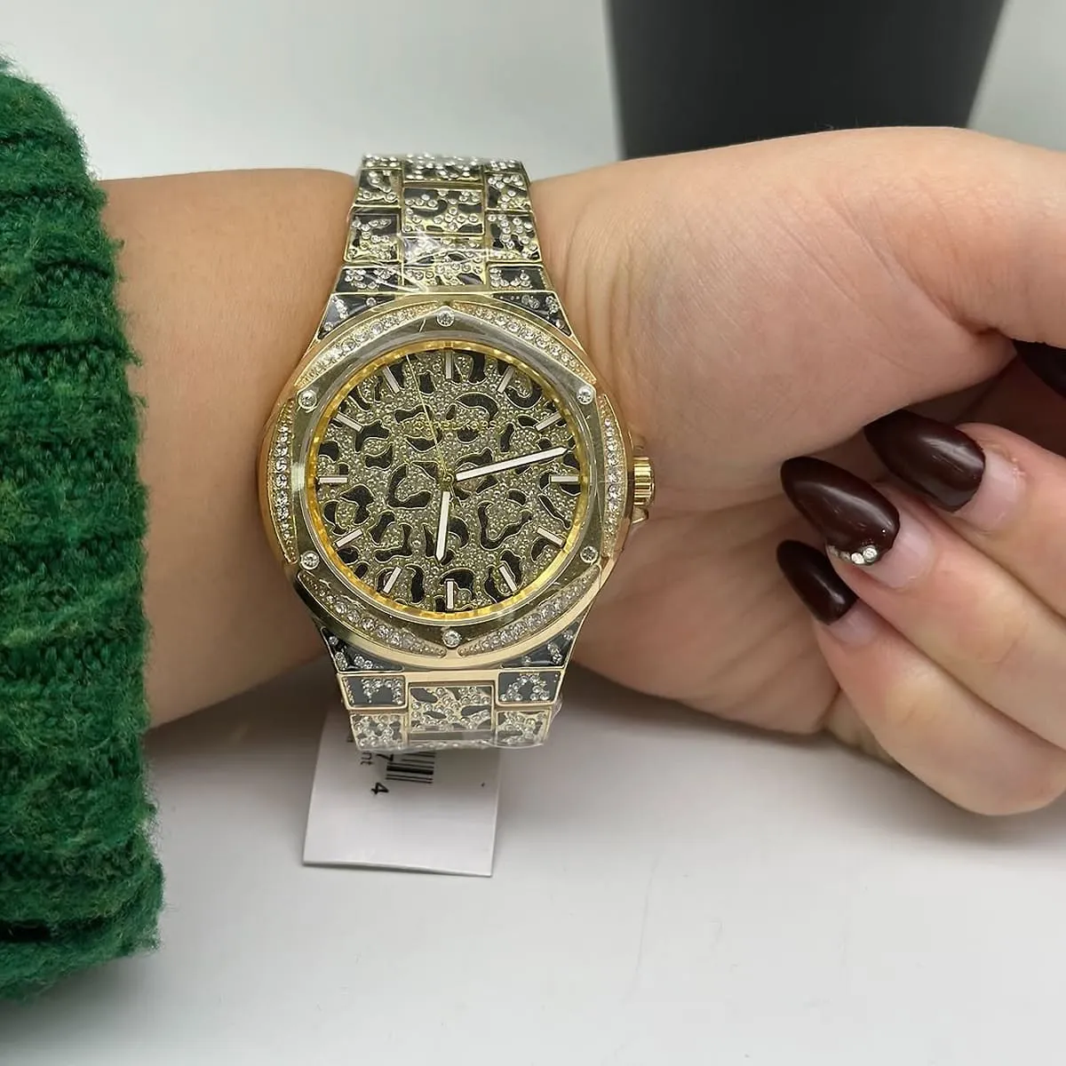 mk7284 michael kors watch women crystals multicolored dial metal stainless steel multi colored strap quartz battery analog three hand lennox 7