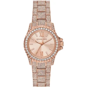mko1197 michael kors watch women crystals rose gold dial stainless steel metal rose golden strap quartz battery analog three hand mini everest