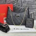 Guess Coal Black Shoulder Bag For Women | Watches Prime