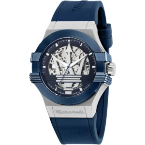 r8821108050 maserati watch men automatic blue dial rubber strap analog three hand potenza