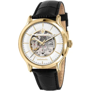 r8821118011 maserati watch men automatic white dial leather black strap analog three hand epoca