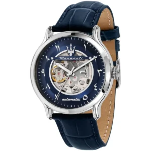 r8821118014 maserati limited edition arabic numbers watch men automatic blue dial leather strap analog three hand epoca
