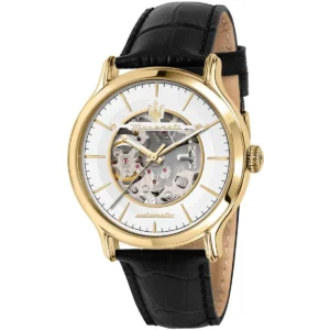 r8821118015 maserati watch men automatic white dial leather black strap analog three hand epoca