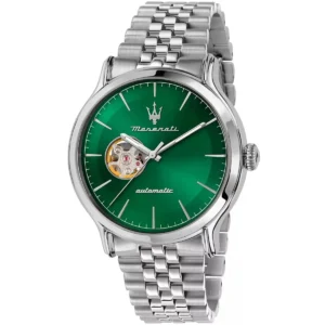 r8823118010 maserati watch men automatic green dial metal stainless steel silver strap analog three hand epoca