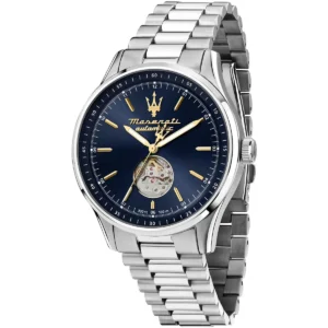 r8823124002 maserati watch men automatic blue dial metal stainless steel silver strap analog three hand sorpasso