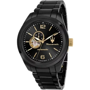 r8823150001 maserati watch men automatic 200meters black dial ceramic strap analog 4 hands traguardo