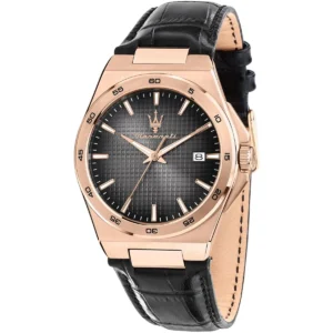 r8851153001 maserati patterned dial watch men black leather strap quartz battery analog three hand velocita