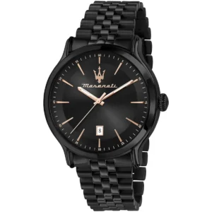 r8853118022 maserati watch men black dial metal stainless steel strap quartz battery analog three hand epoca