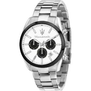r8853151004 maserati watch men white dial metal stainless steel silver strap quartz battery analog chronograph attrazione