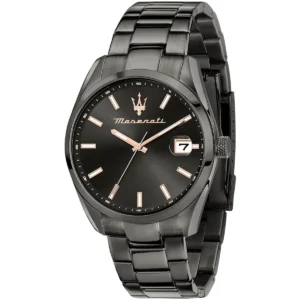 r8853151015 maserati watch men gray dial metal stainless steel strap quartz battery analog three hand attrazione