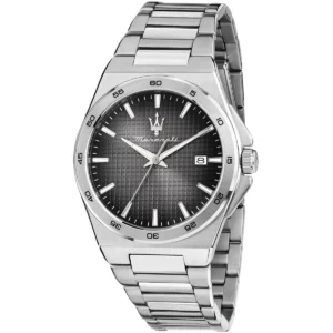 r8853153004 maserati patterned dial watch men gray metal stainless steel silver strap quartz battery analog three hand velocita