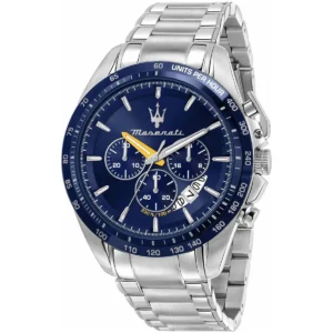 r8871612039 maserati gift set watch men 330ft 100m blue dial metal stainless steel silver strap quartz battery analog chronograph traguardo