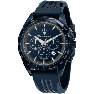r8871612042 maserati watch men 330ft 100m blue dial rubber strap quartz battery analog chronograph traguardo