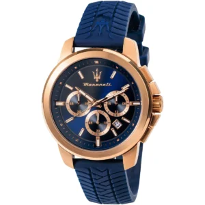 r8871621034 maserati watch men blue dial rubber strap quartz battery analog chronograph successo