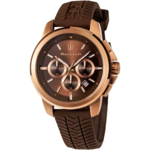 r8871621039 maserati watch men brown dial rubber strap quartz battery analog chronograph successo