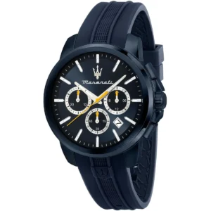 r8871621044 maserati watch men blue dial rubber strap quartz battery analog chronograph successo