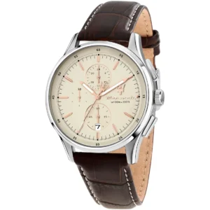 r8871624010 maserati watch men wr100m 330ft beige dial leather brown strap quartz battery analog chronograph sorpasso