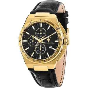 r8871653001 maserati watch men black dial leather strap quartz battery analog chronograph velocita