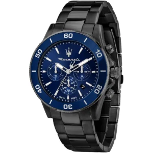 r8873600005 maserati watch men 100m 330ft blue dial metal stainless steel black strap quartz battery analog chronograph competizione