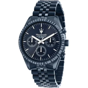 r8873600011 maserati watch men water resistant 100meters blue dial metal stainless steel strap quartz battery analog 4 hands competizione