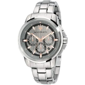 r8873621004 maserati watch men gray dial metal stainless steel silver strap quartz battery analog chronograph successo