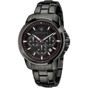 r8873621027 maserati watch men black dial metal stainless steel strap quartz battery analog chronograph successo