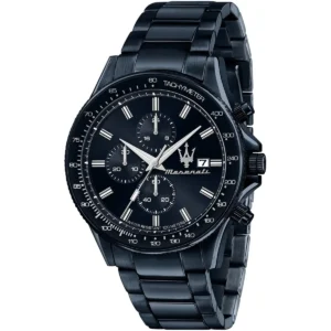 r8873640023 maserati watch men water resistant 100meters blue dial metal stainless steel strap quartz battery analog chronograph sfida